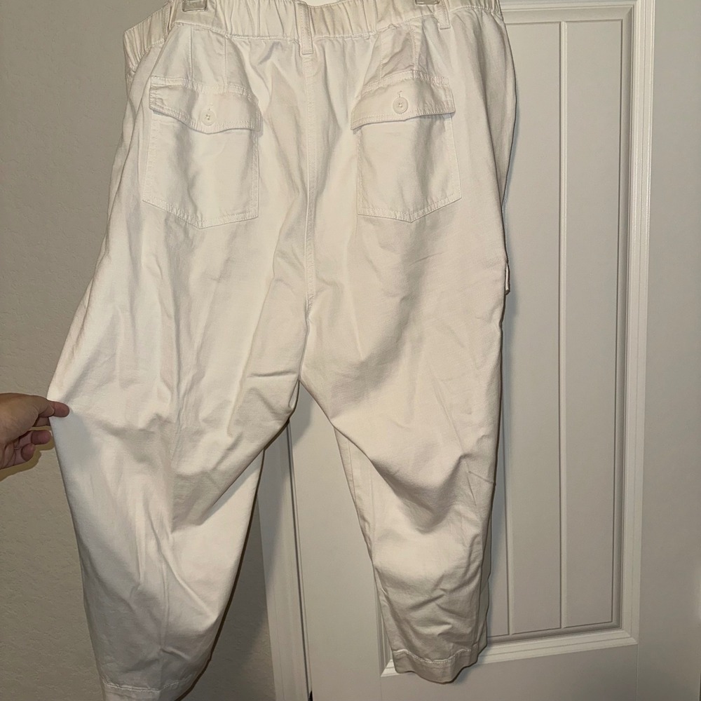 Talbots Supersoft Cargo Pants White Woman's‎ Size 20WP Cotton Linen Blend Summer - Picture 2 of 12